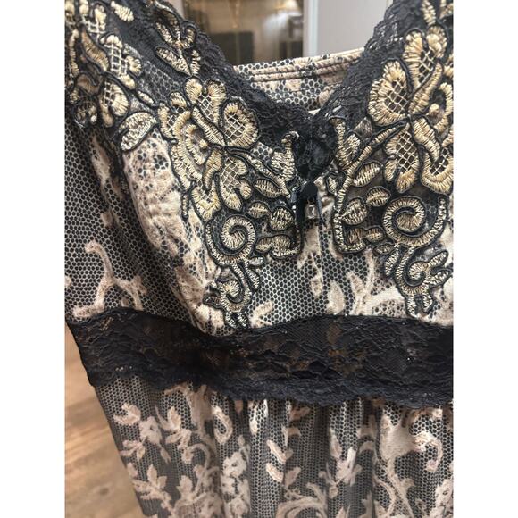 Soma Black Nude Lace Chemise Slip Dress Floral Lace Overlay Scalloped Hem Small - Picture 9 of 10